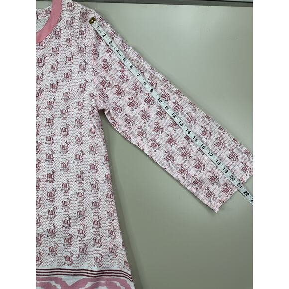 Anthropologie Pomegranate Boho Cotton Tunic S Pink White Resort Llama Print NWT - Picture 8 of 13